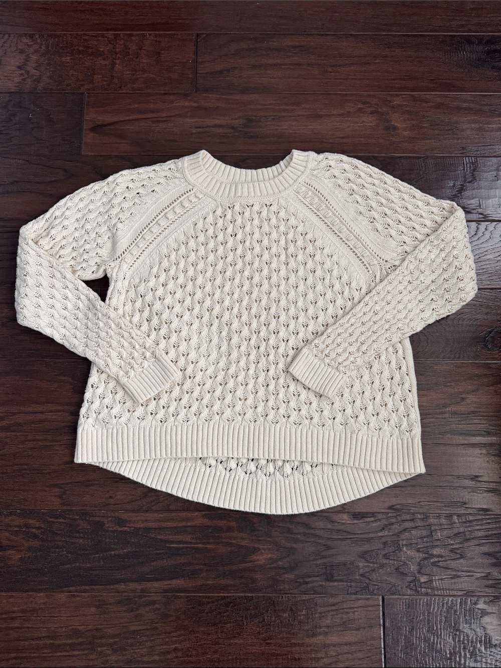 LOFT Sweater Woman's XL Cream Cable Stitch Crewneck